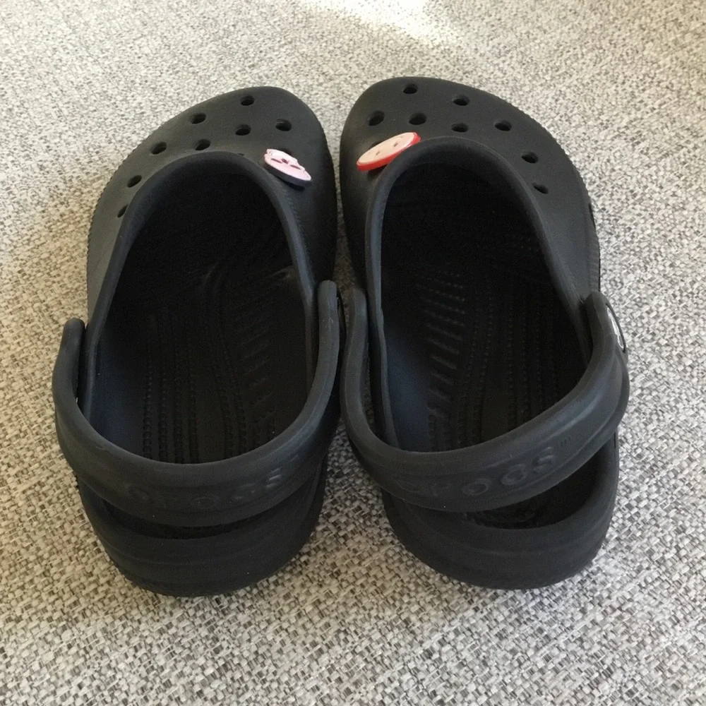 CROCS Kids Black Clog Sandals with Decorative Charms